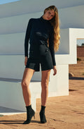 Shorts taille haute noirs saelle