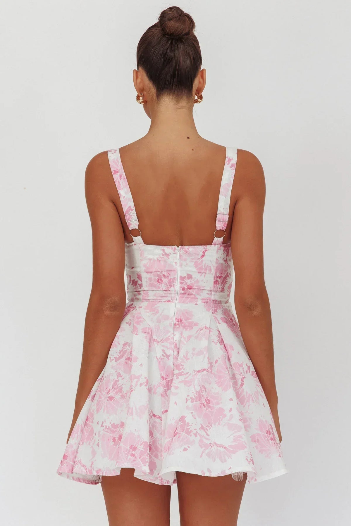 Robe Courte Épaules Dénudées Florale Rose Attire-Mon-Regard