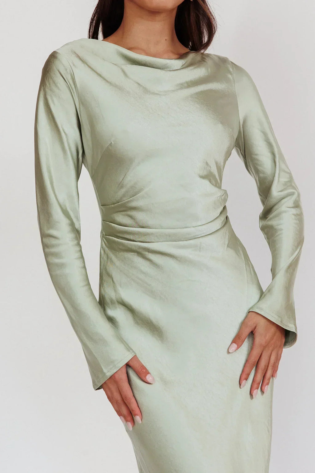 Robe mi-longue Loveland à dos bénitier sauge