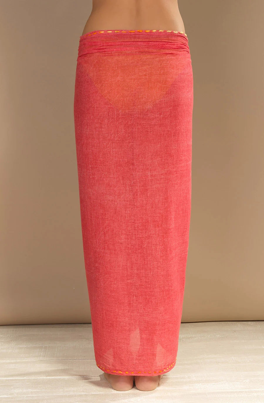 deva Long red cotton pareo