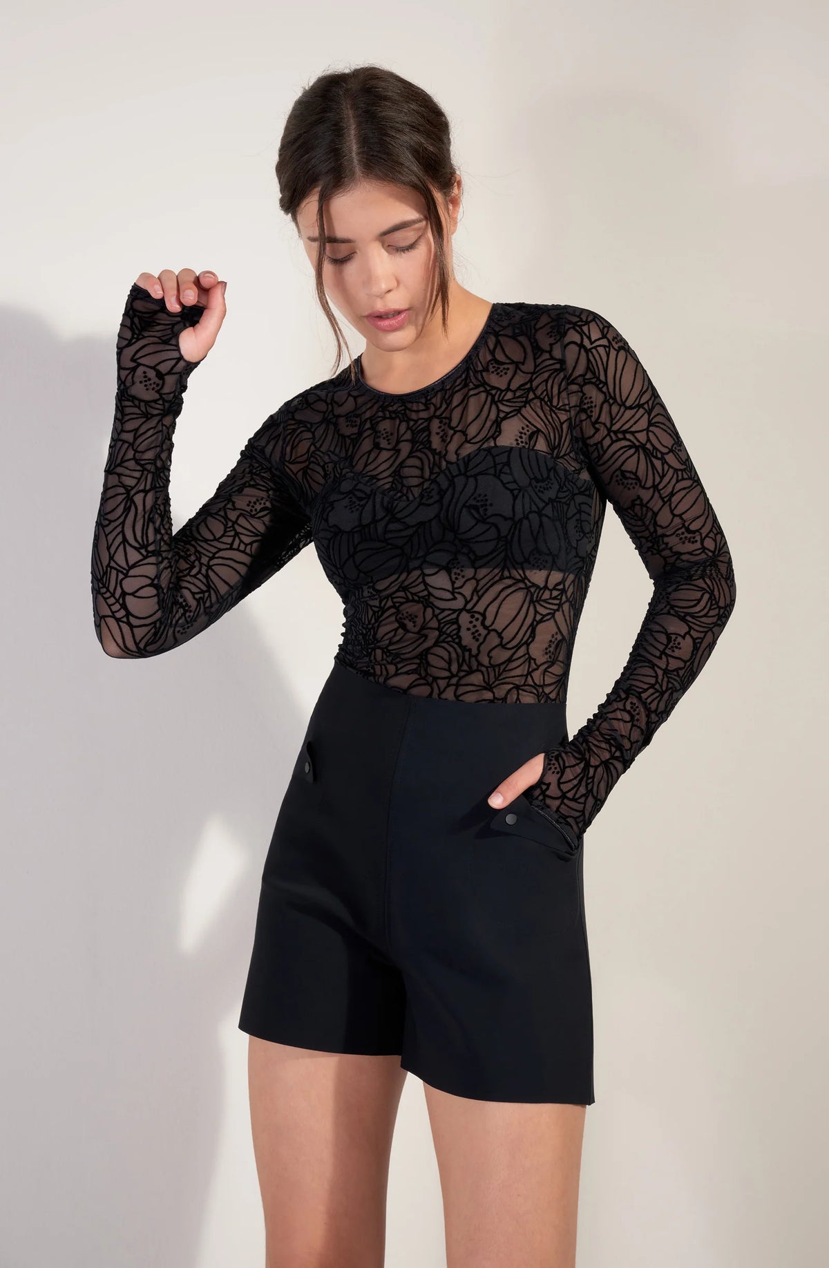 Shorts taille haute noirs saelle
