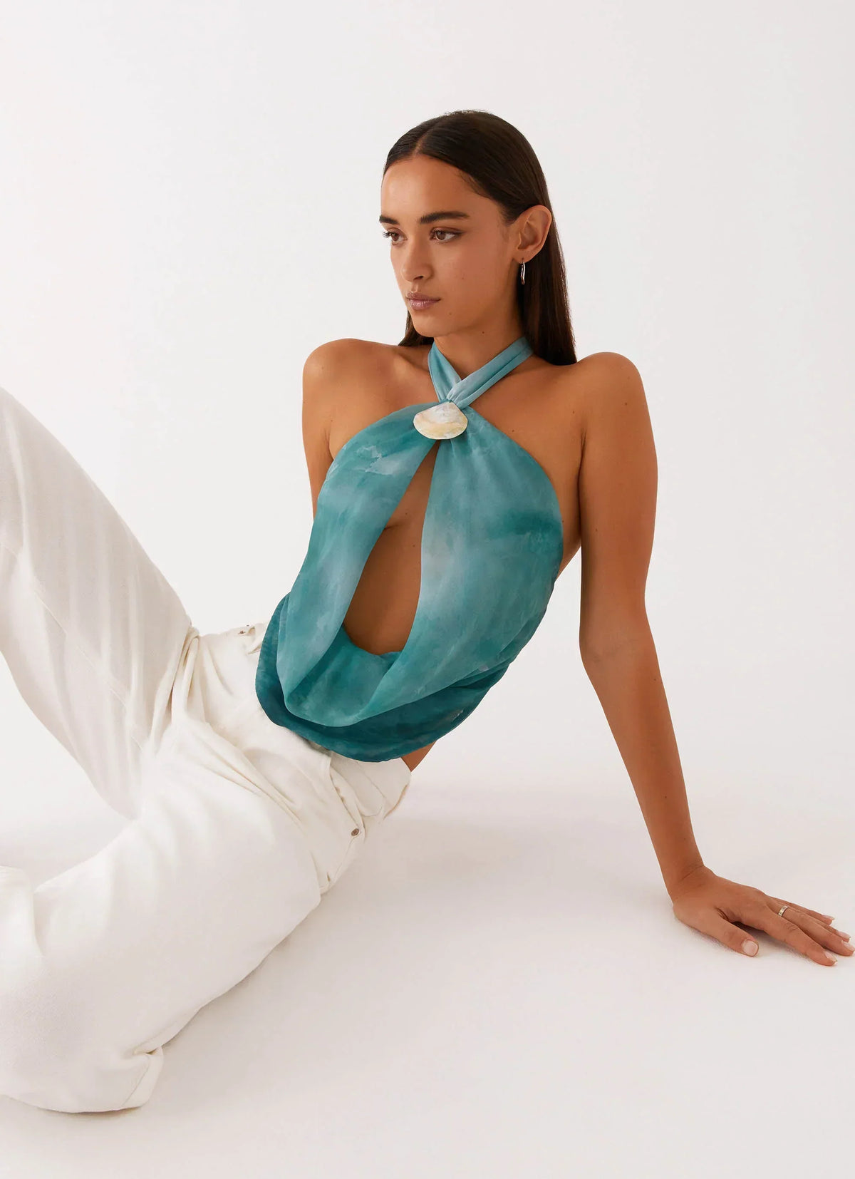 Haut sans manches col bénitier Zola - Vert Tie-Dye