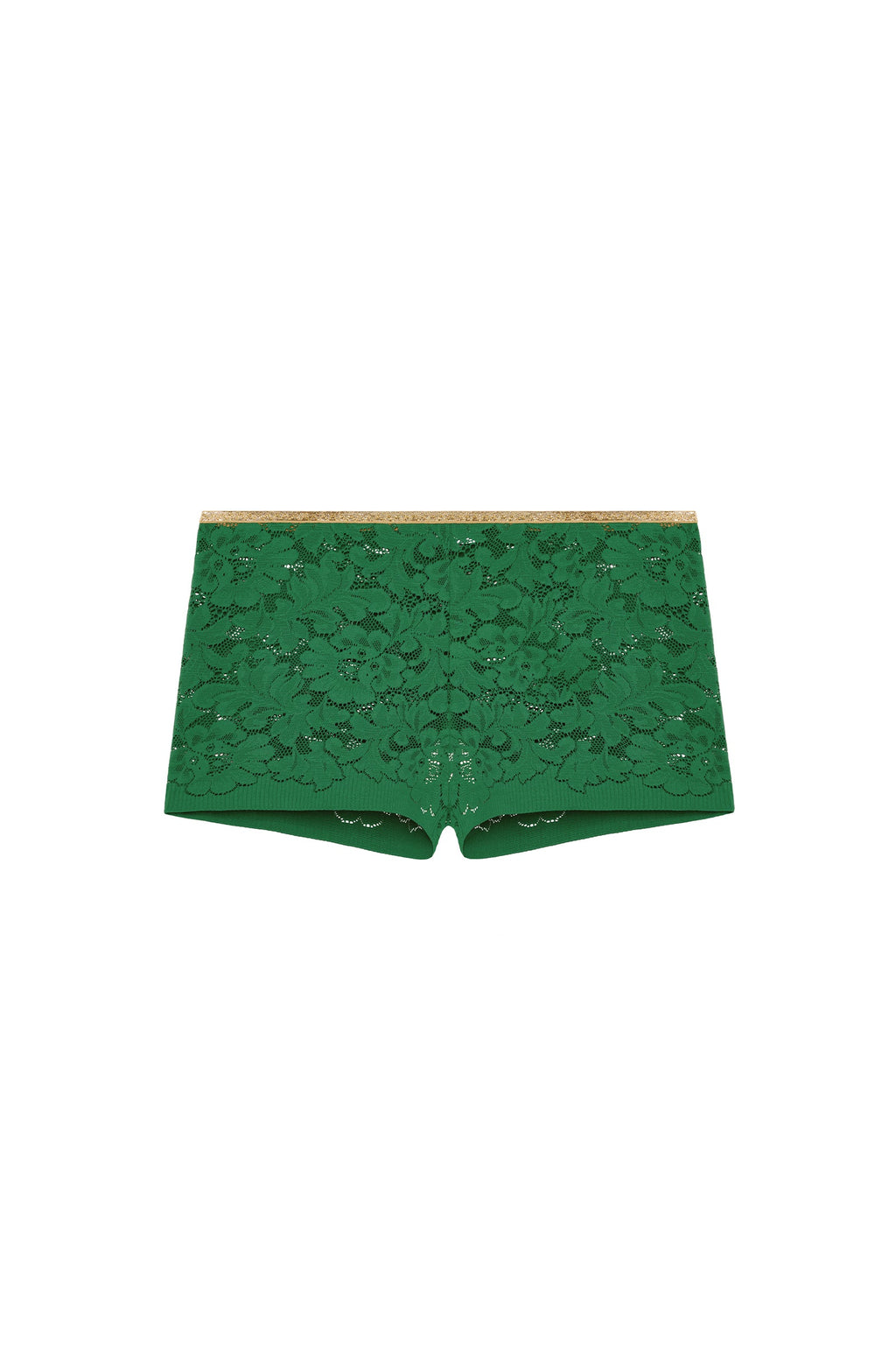 dylan High-waisted jade lace and Lurex boyshorts
