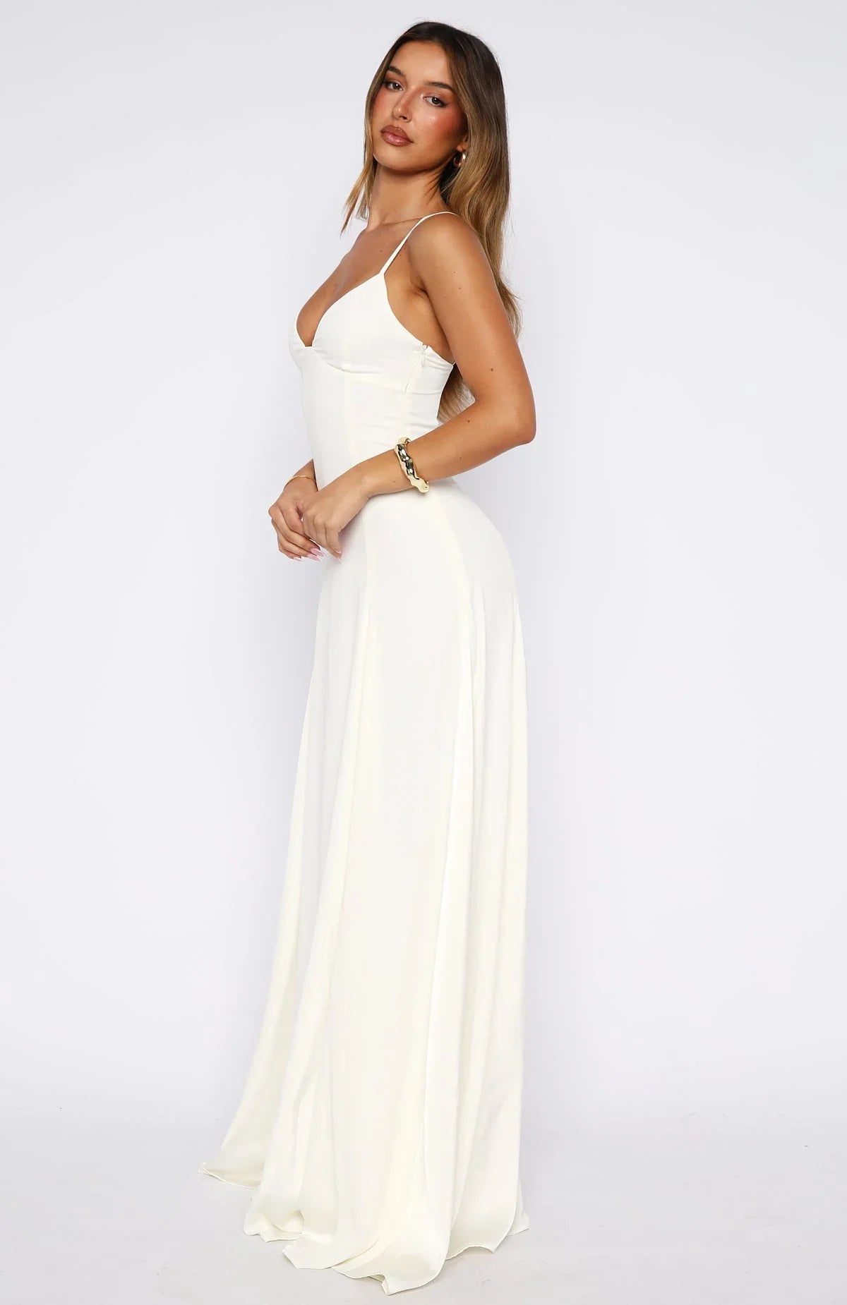 Robe longue élégante pour l'après-soirée Blanc cassé