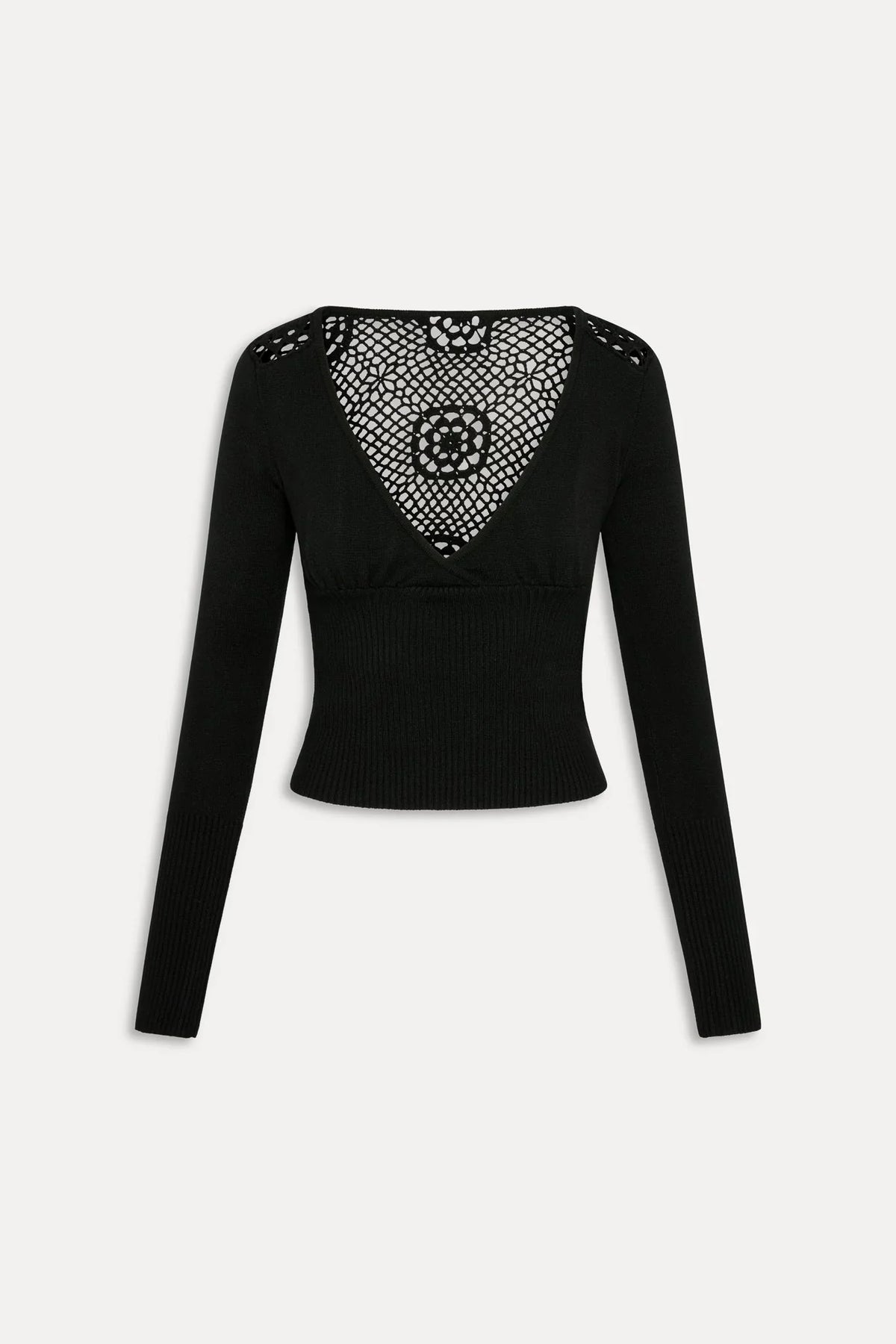 Chandail en maille crochet Arlo - Noir