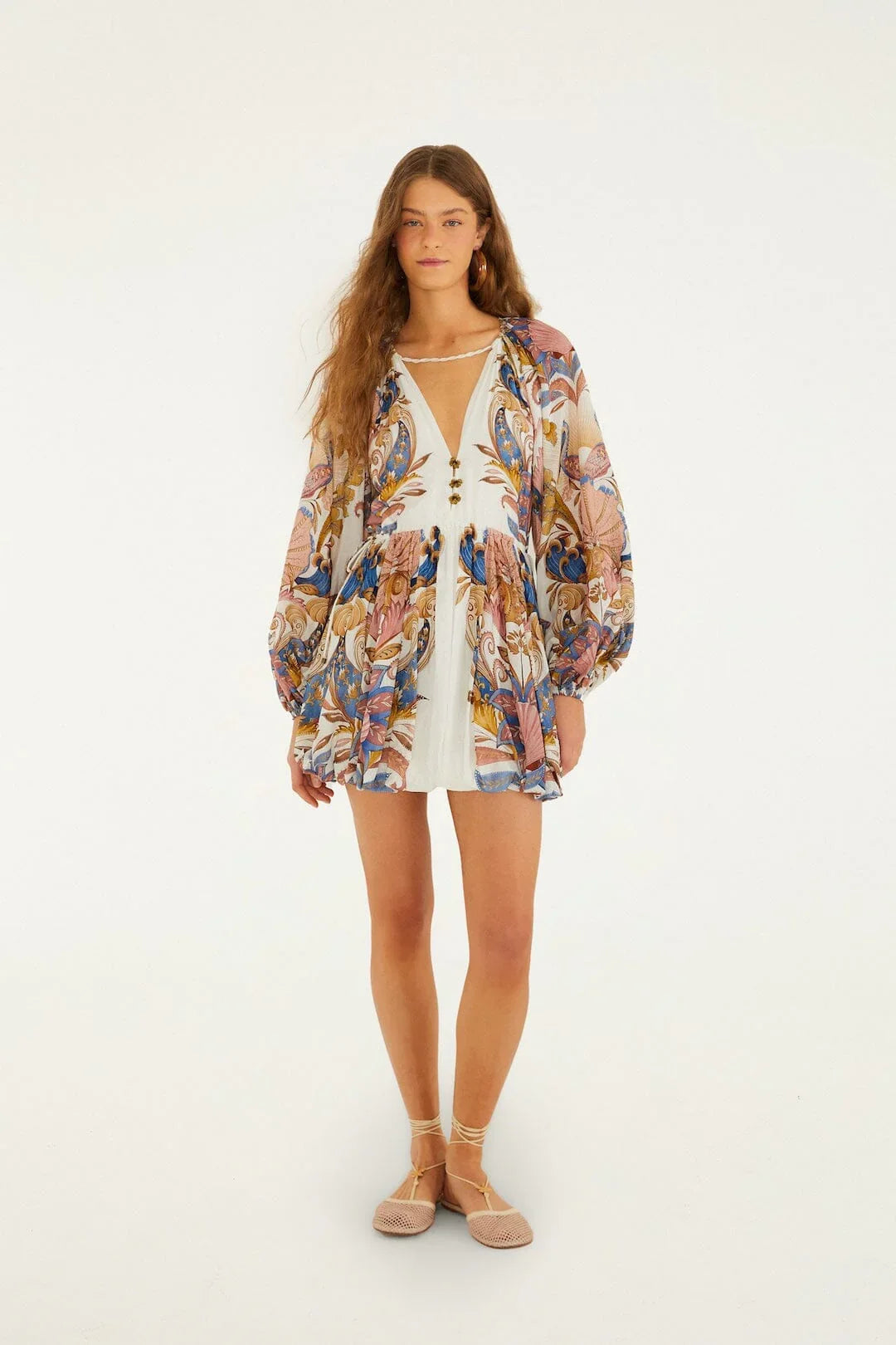 Robe mini bulle Off-White Sea Garden à manches bouffantes