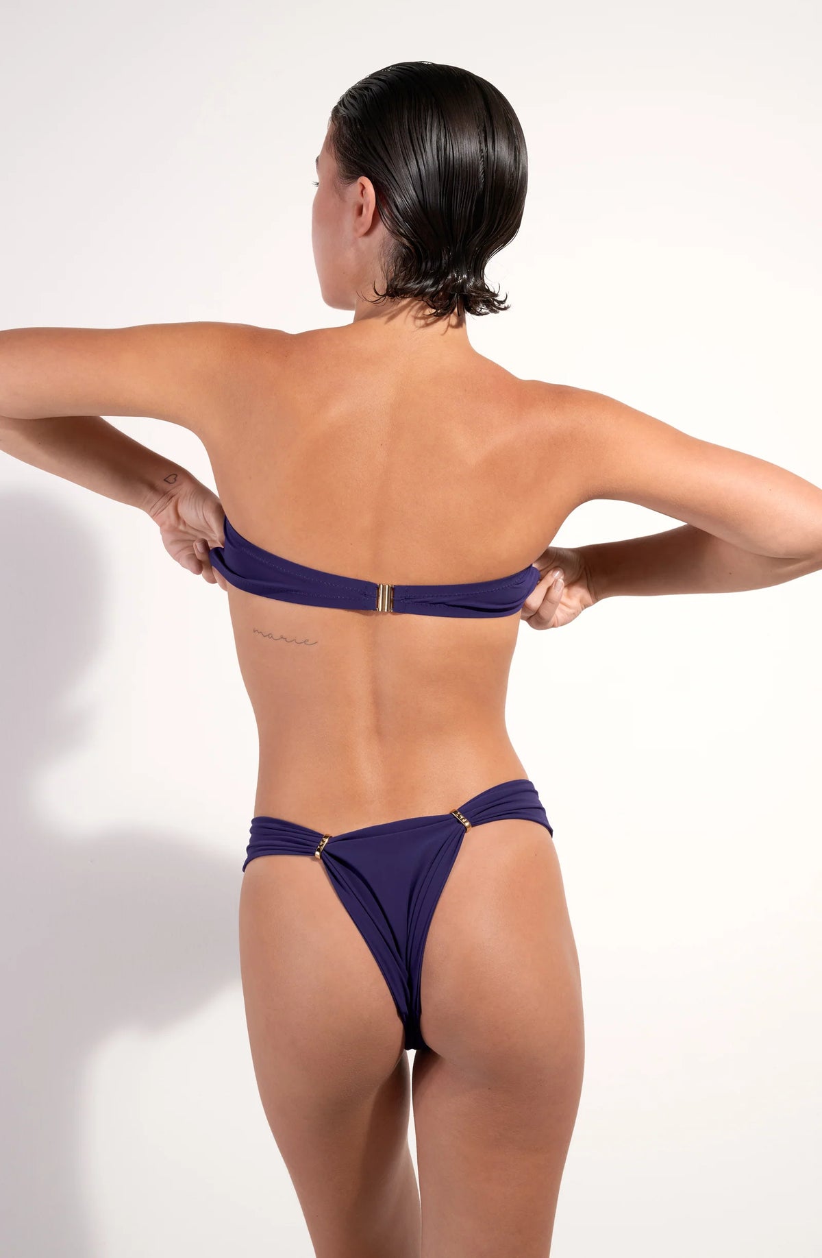 Bas de maillot de bain tanga réglable violet Claudie