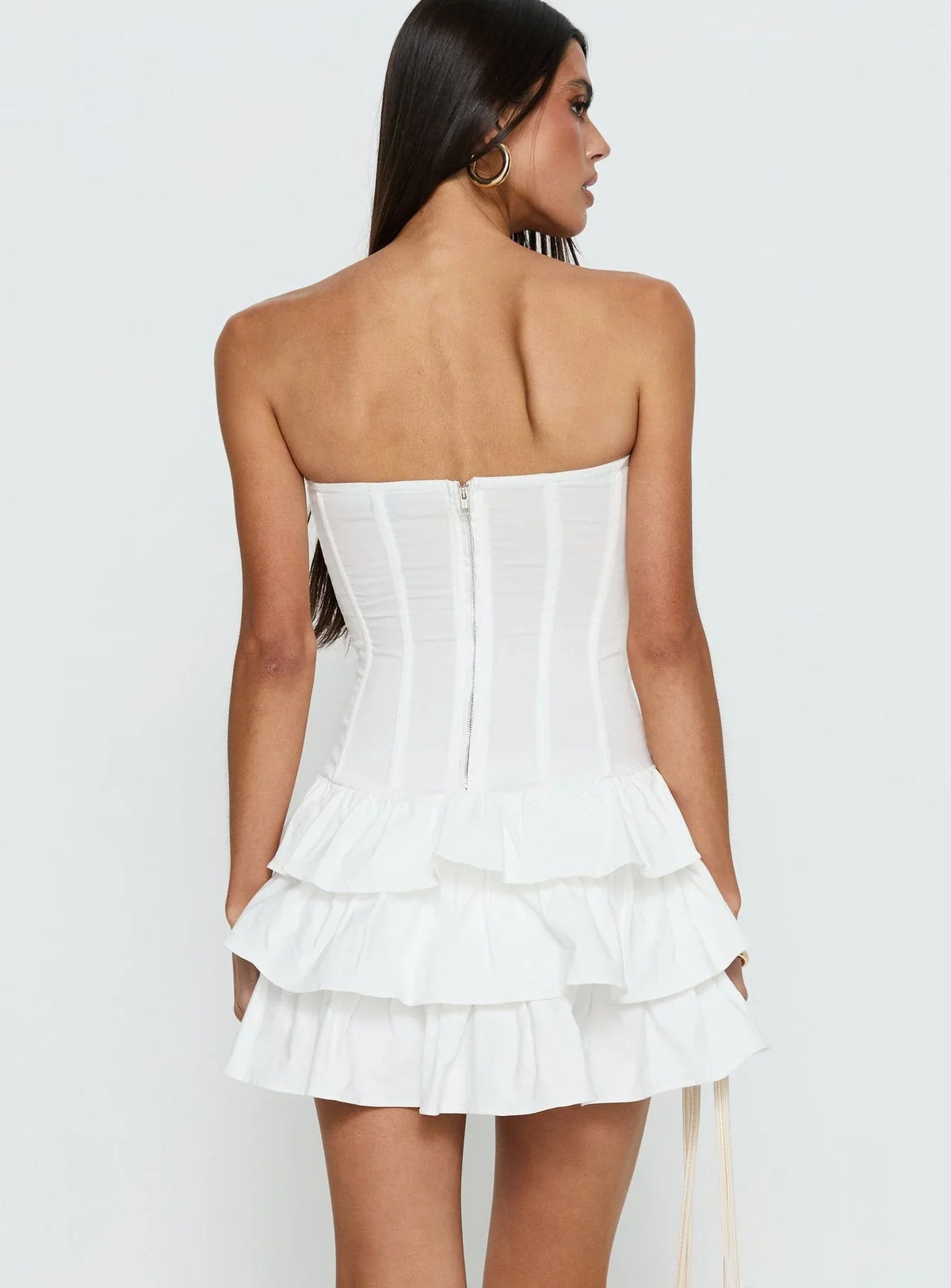 Robe Courte Étagée Valentia Blanche
