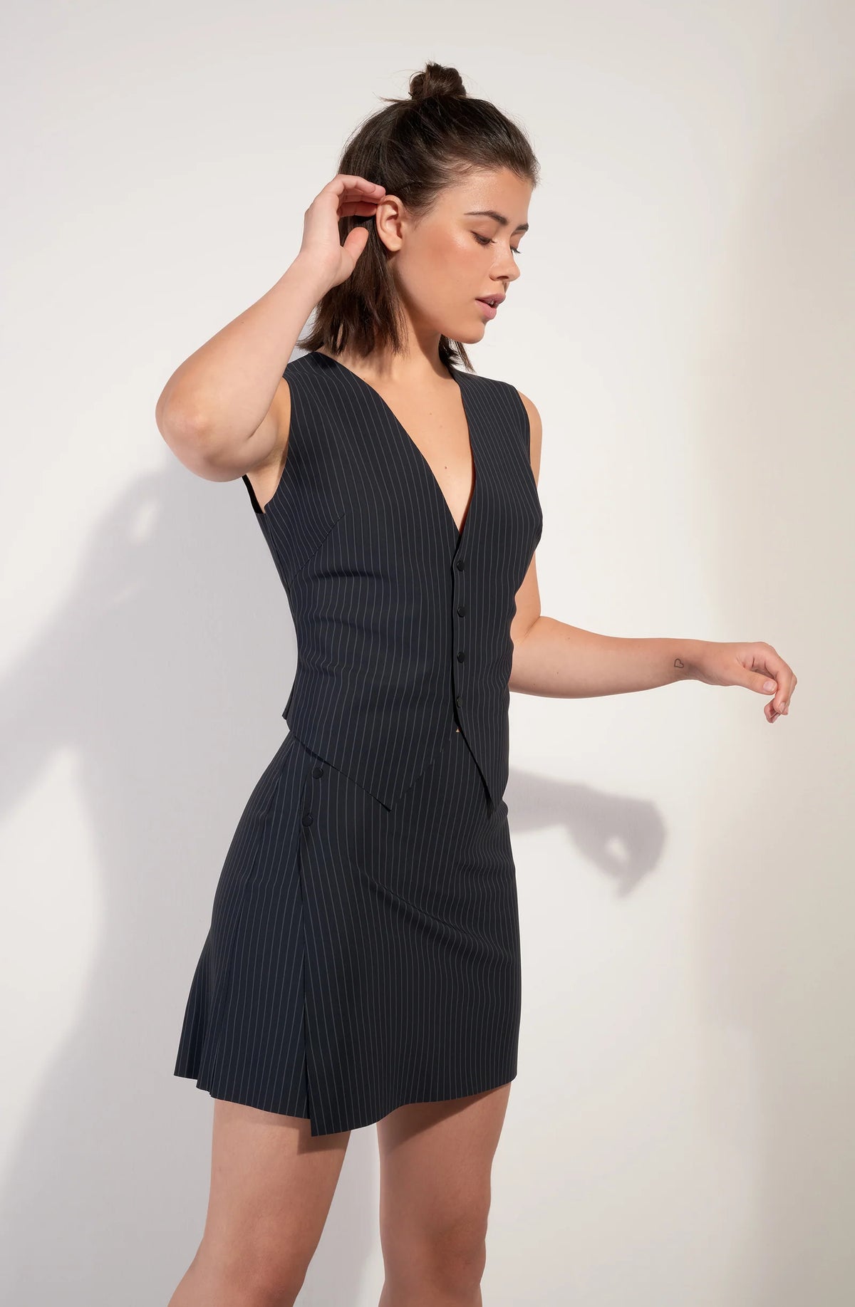 Jupe-short rayée noire stann