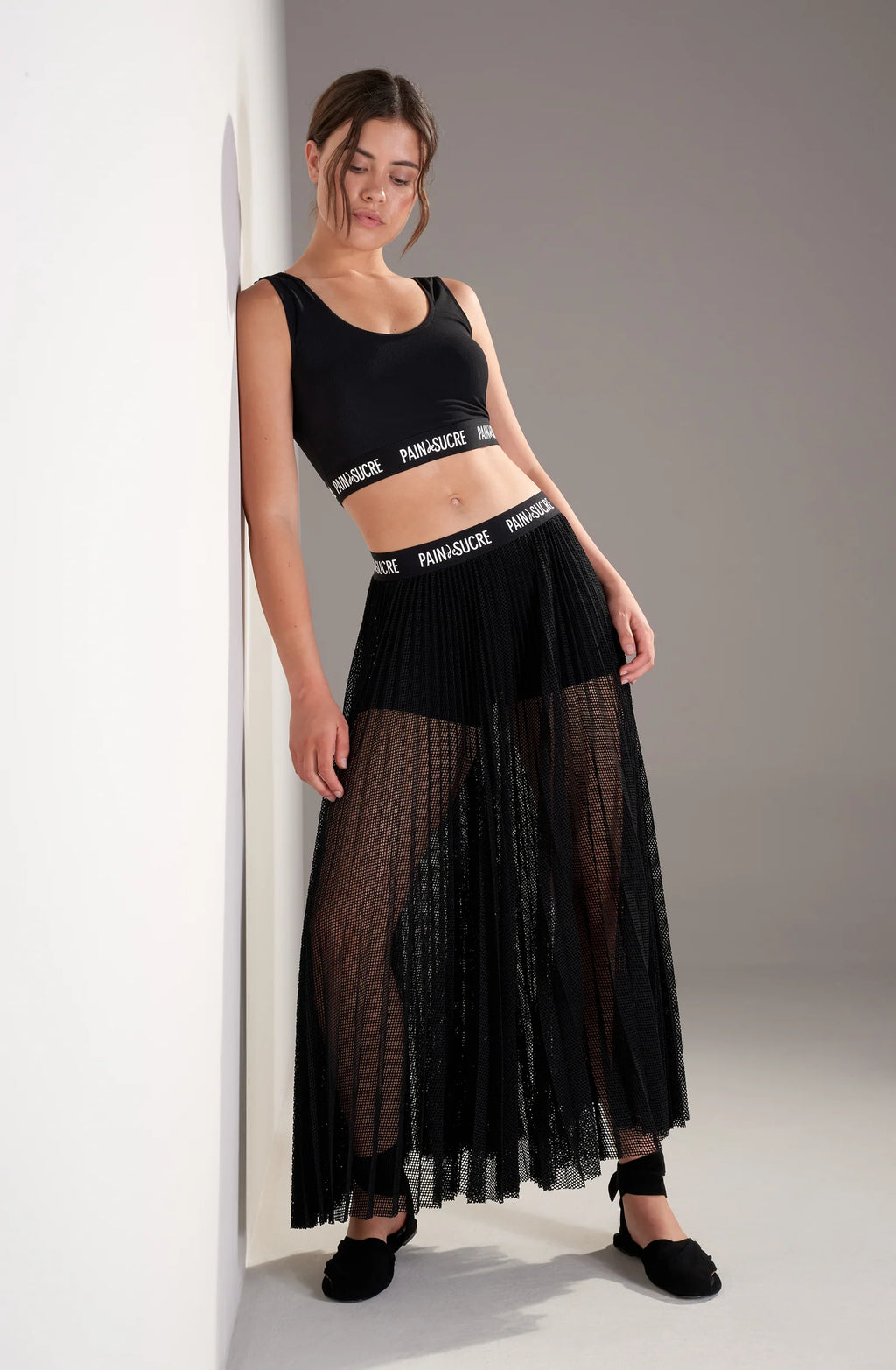jann Black pleated maxi skirt