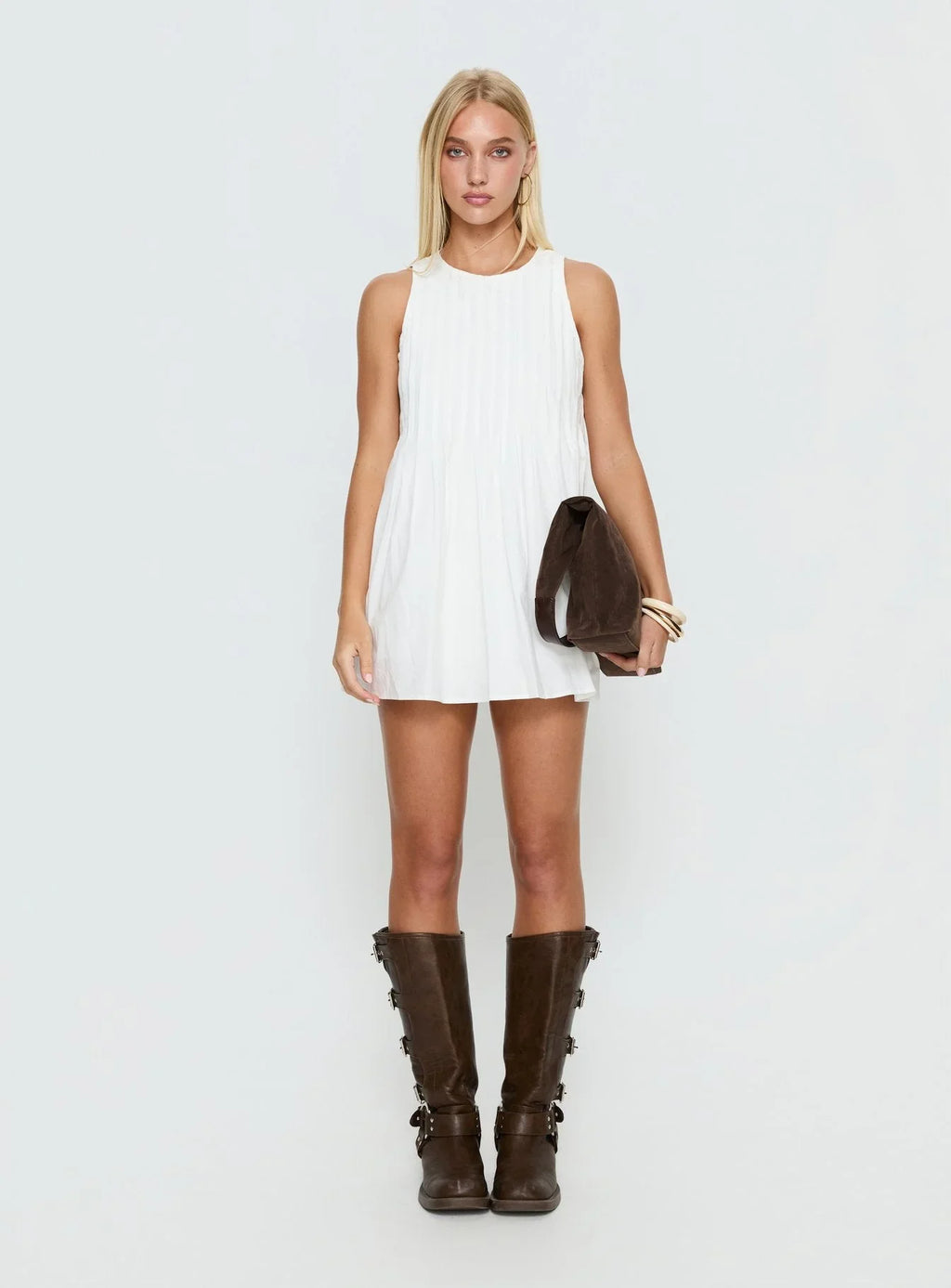 Robe mini plissée Dreamboat blanche