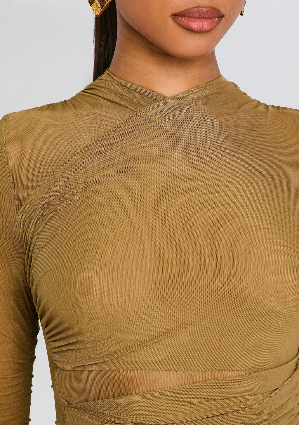 Mini-robe en résille drapée Moxey