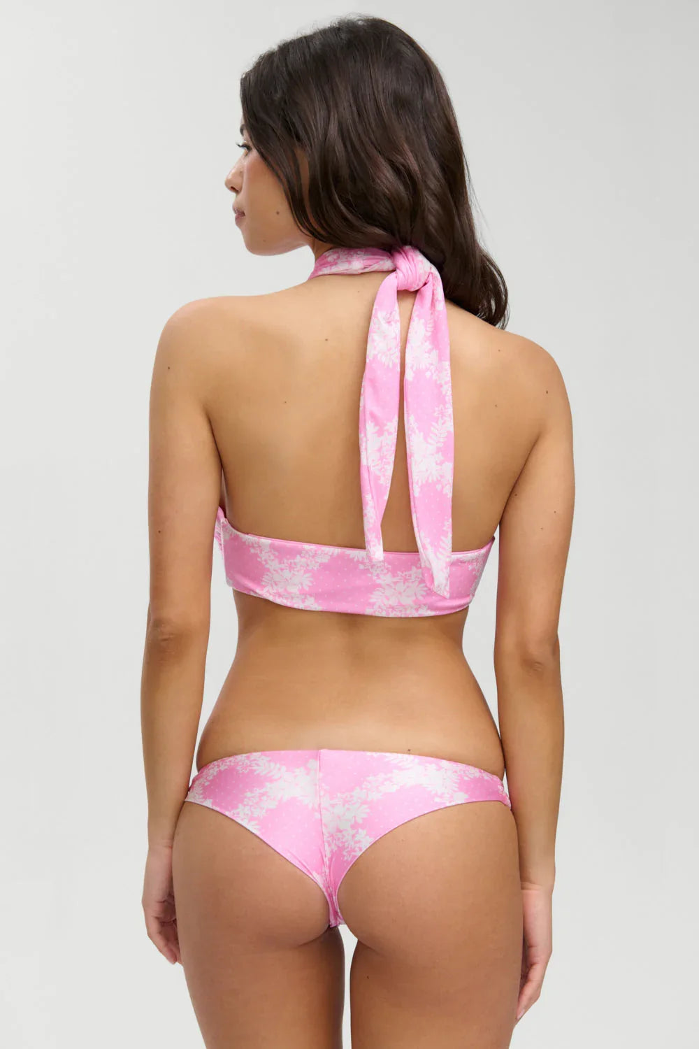 Bas de maillot de bain effronté Marina en satin - Rose tropical à pois