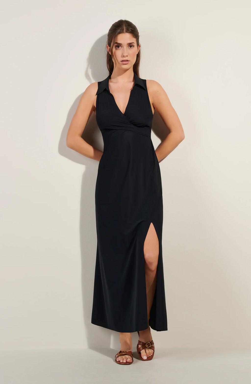 rova Long jade open back dress