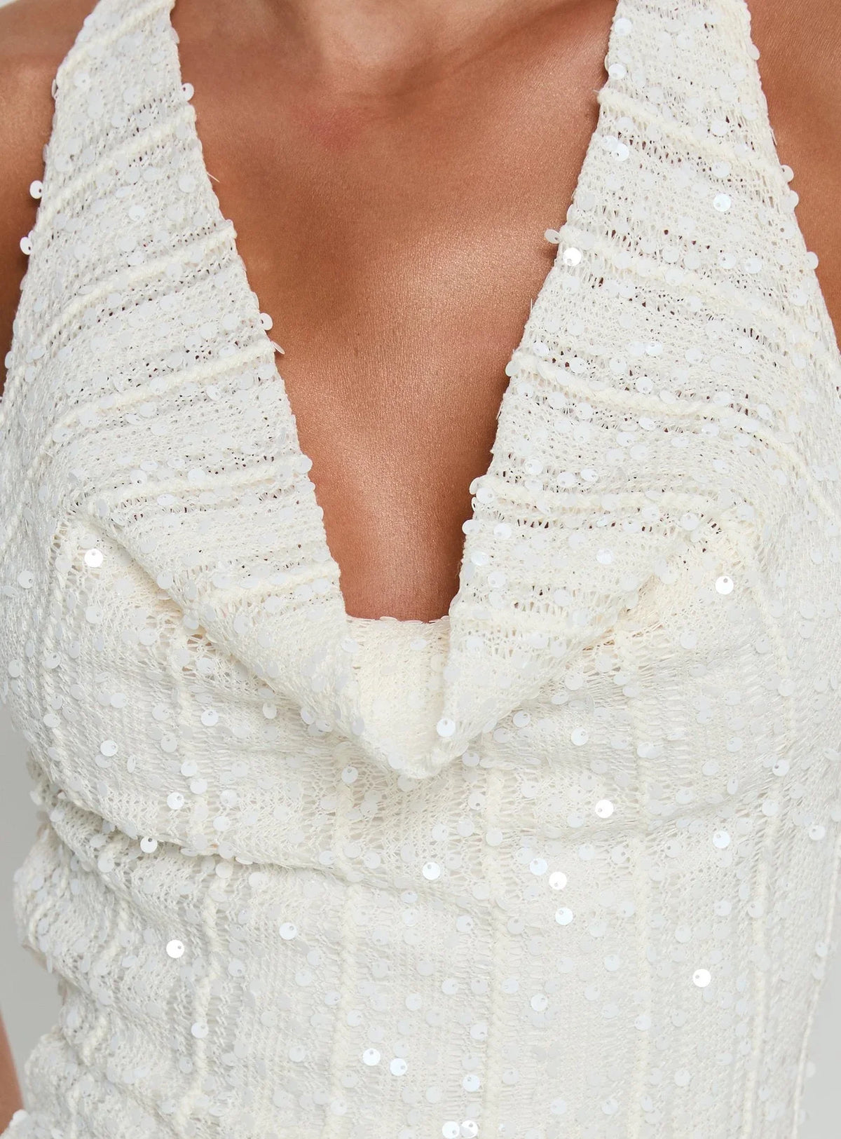 Mini-robe à paillettes dos nu Kaimeila crème