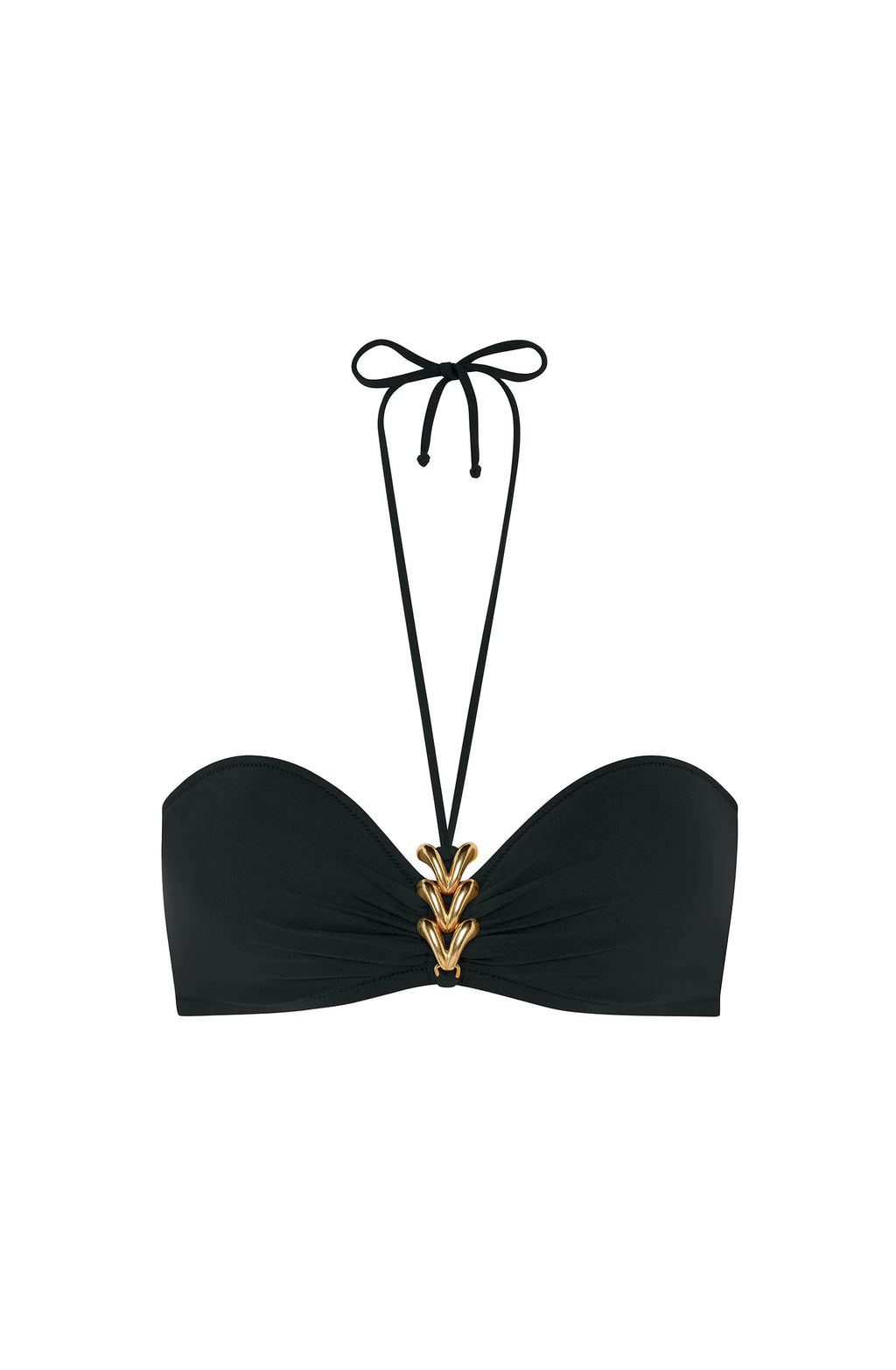 meryl Black bandeau bikini top with golden jewel