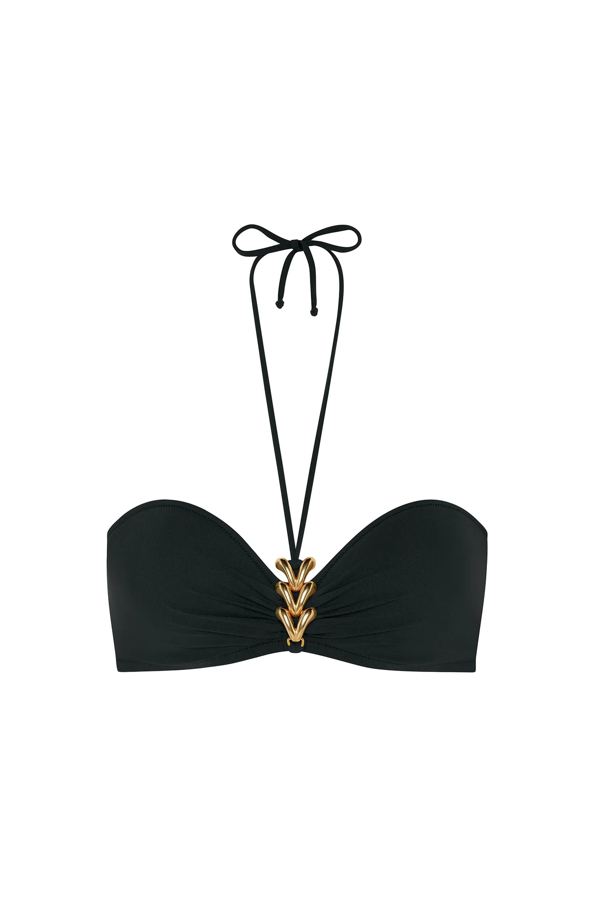 meryl Black bandeau bikini top with golden jewel
