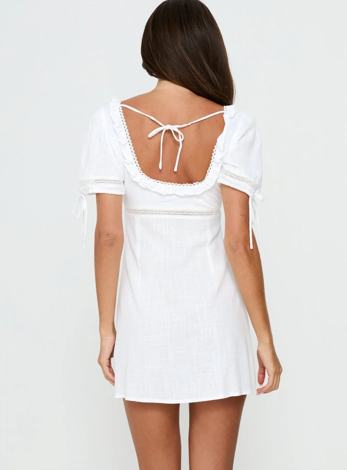 Mini-robe plissée en dentelle Indianah blanche