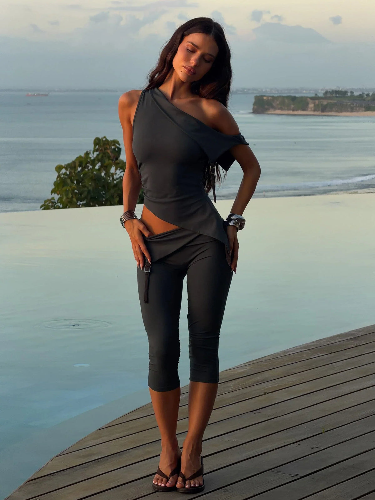 Juliett Crop Top Gris Foncé