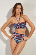 tobago Printed high-waisted bikini bottom NEON
