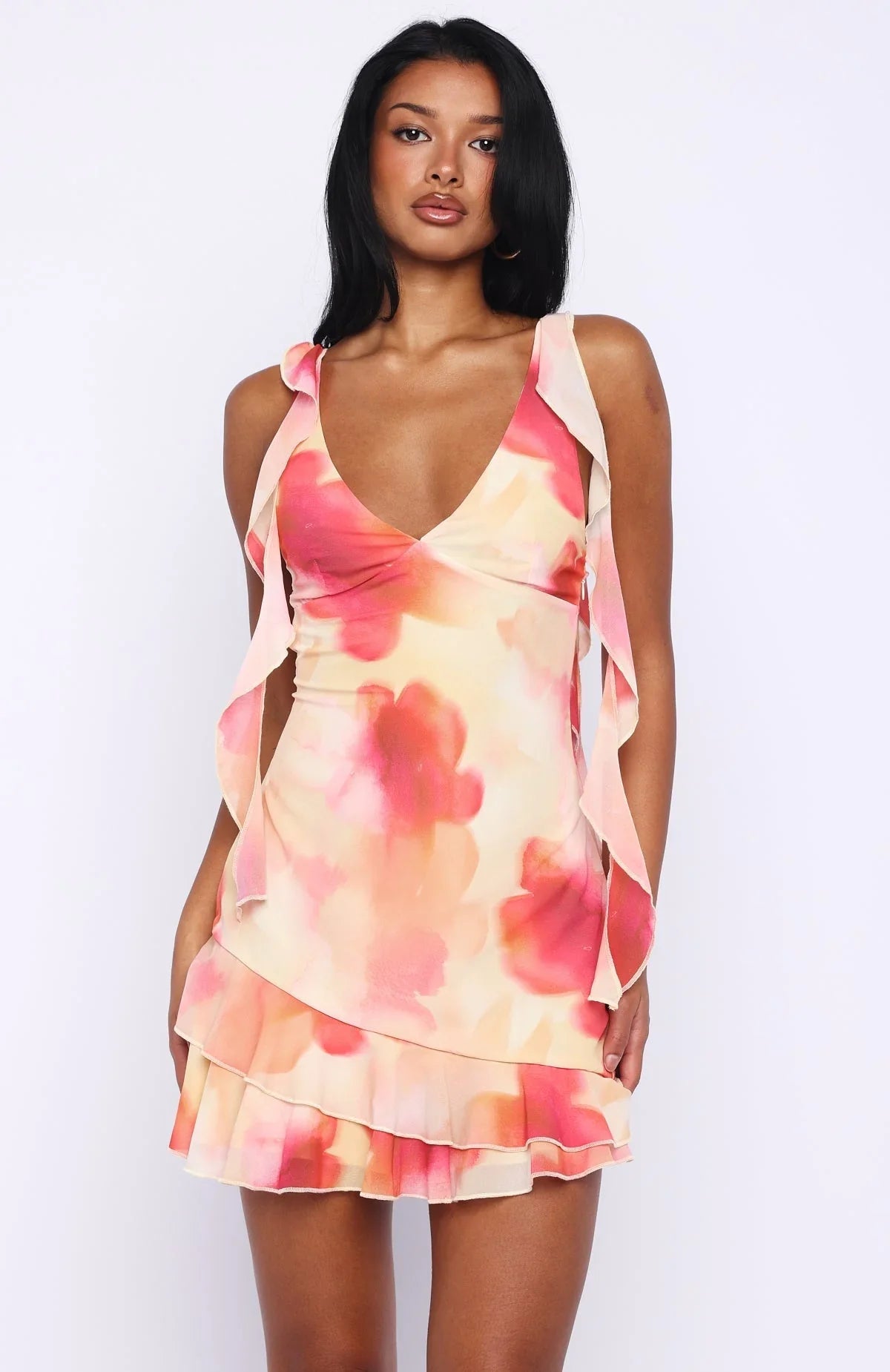 Mini-robe Rebelle Rebelle Fleurie Melon Miel