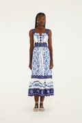 Off-White Porcelain Garden Cut-Out Midi Dress