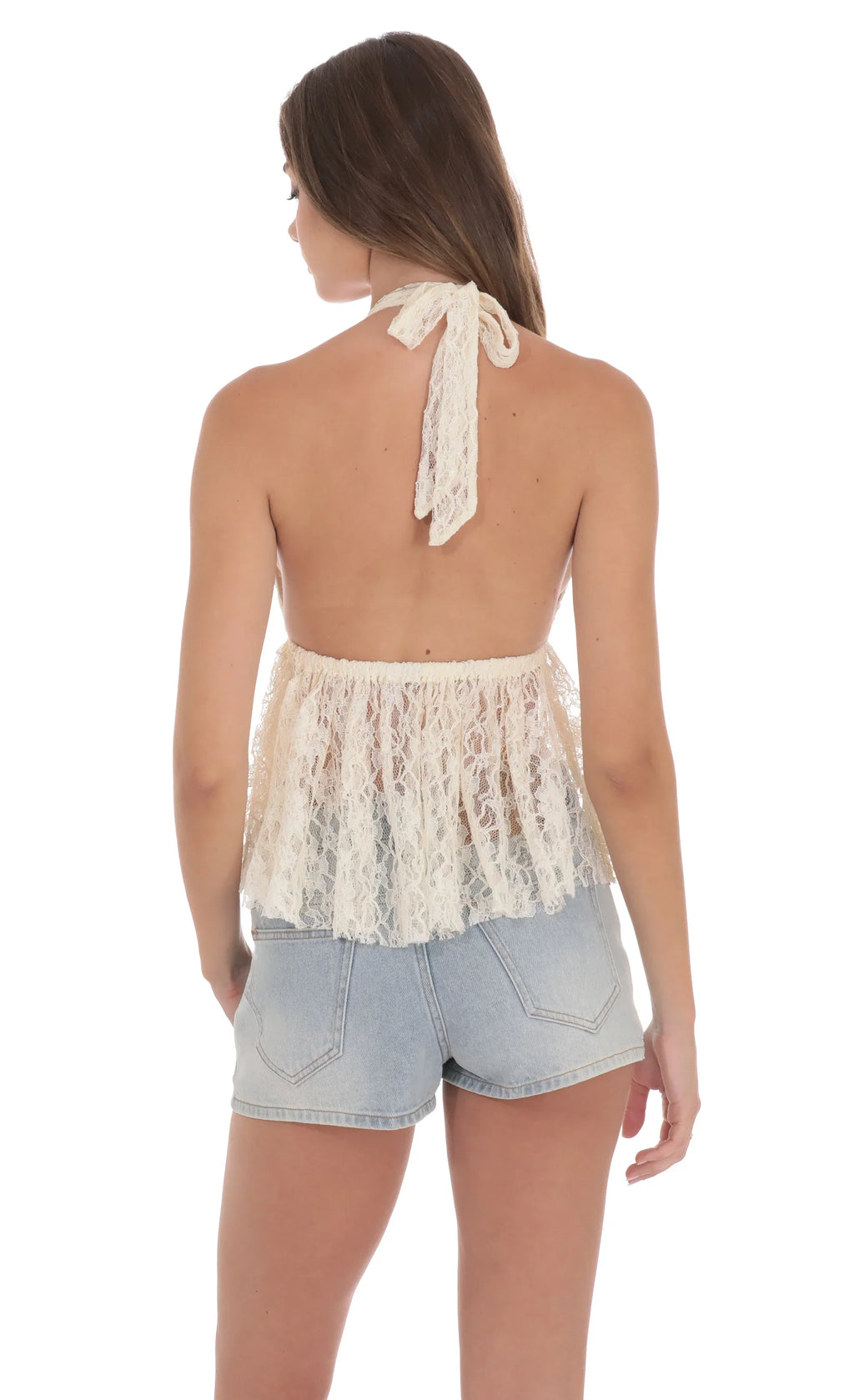 Top lichette en dentelle ivoire