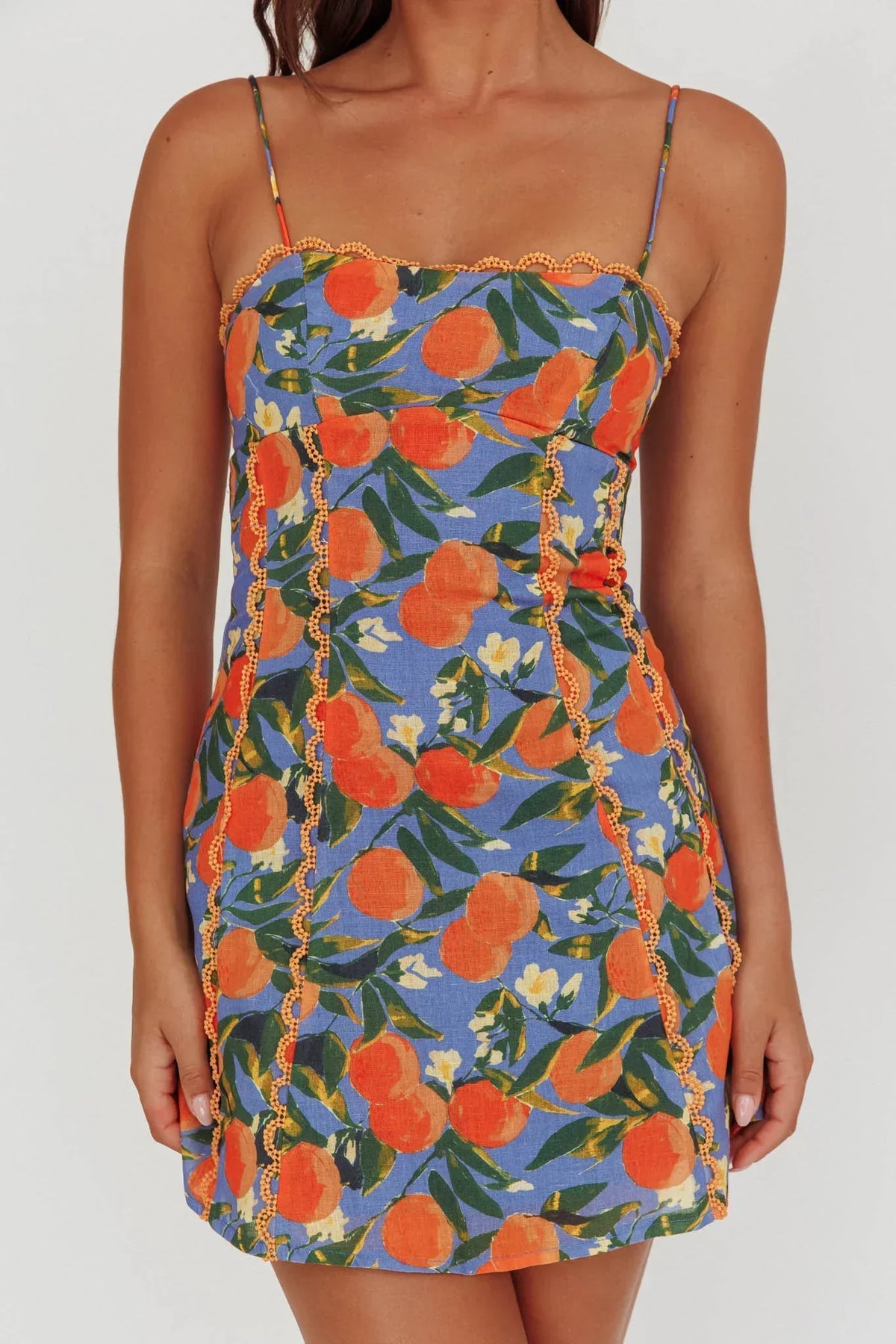 Mini-robe Chamberlain à bord festonné orange vif