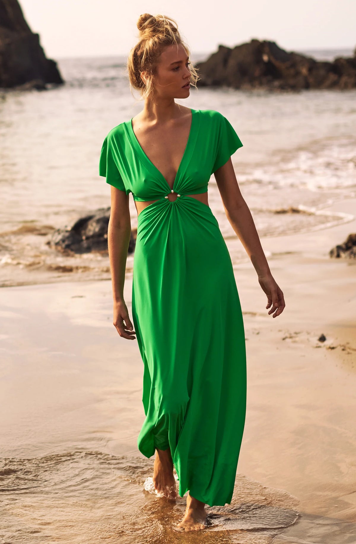 Robe longue dorée Rislene
