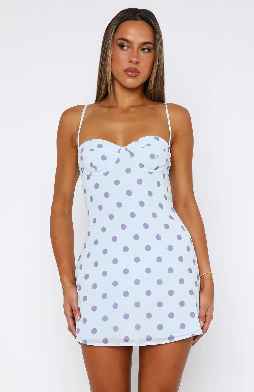 Mini-robe « In The Back Of My Mind » à pois bleu layette