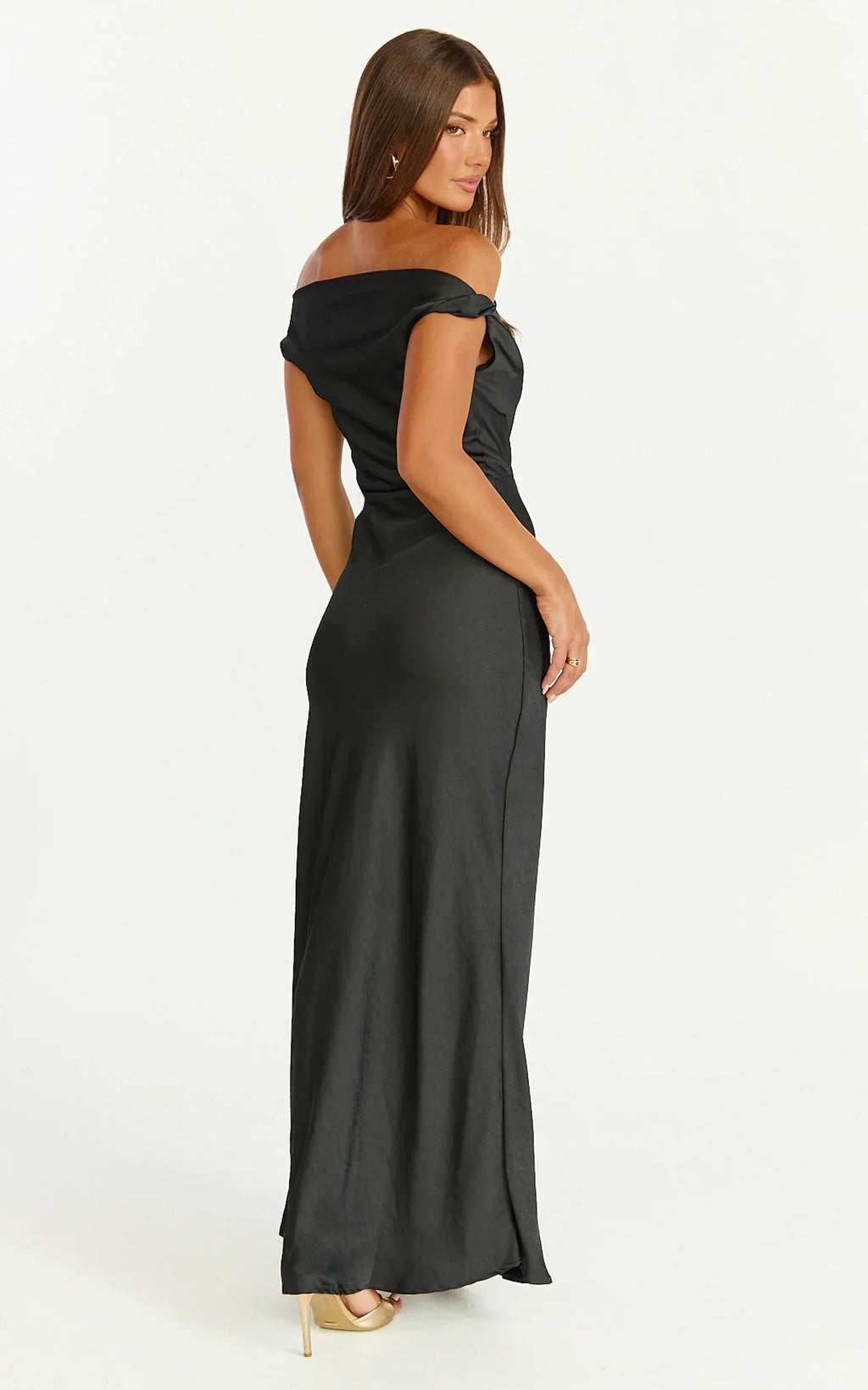 Robe midi Lira - Robe asymétrique en satin noir