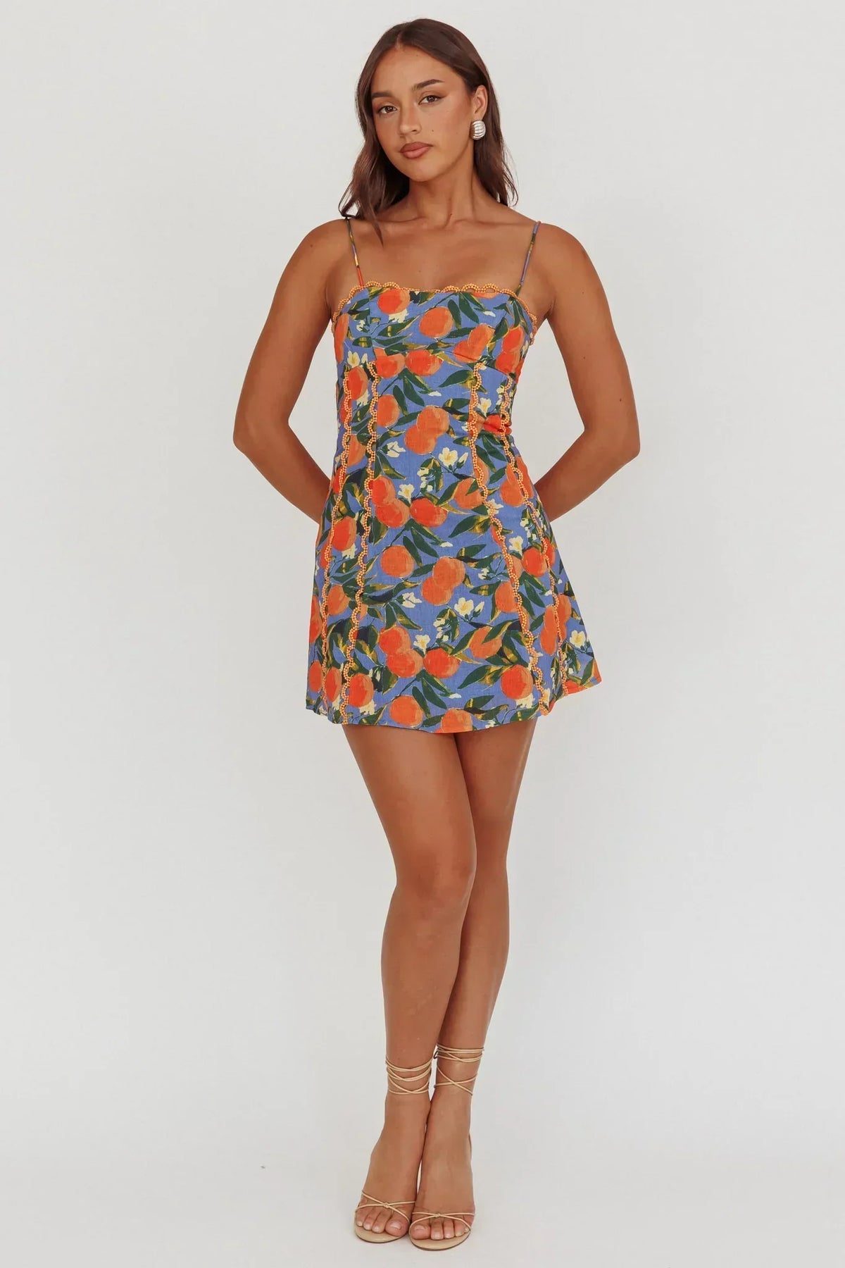 Mini-robe Chamberlain à bord festonné orange vif