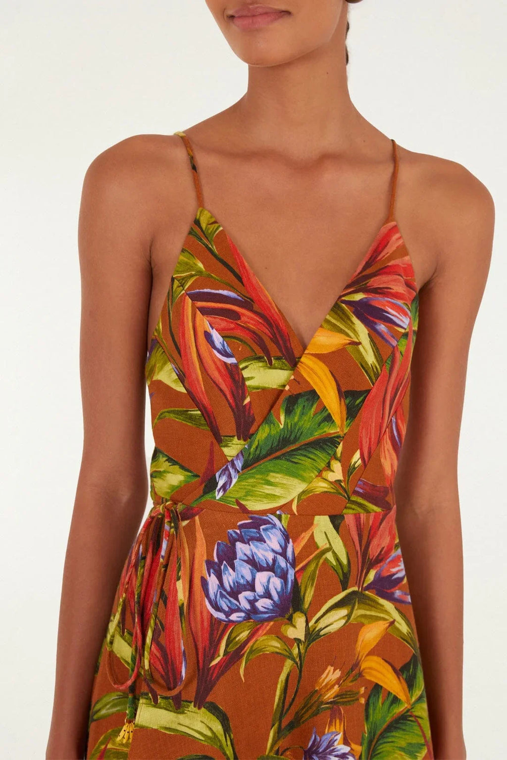 Robe portefeuille midi Florart marron
