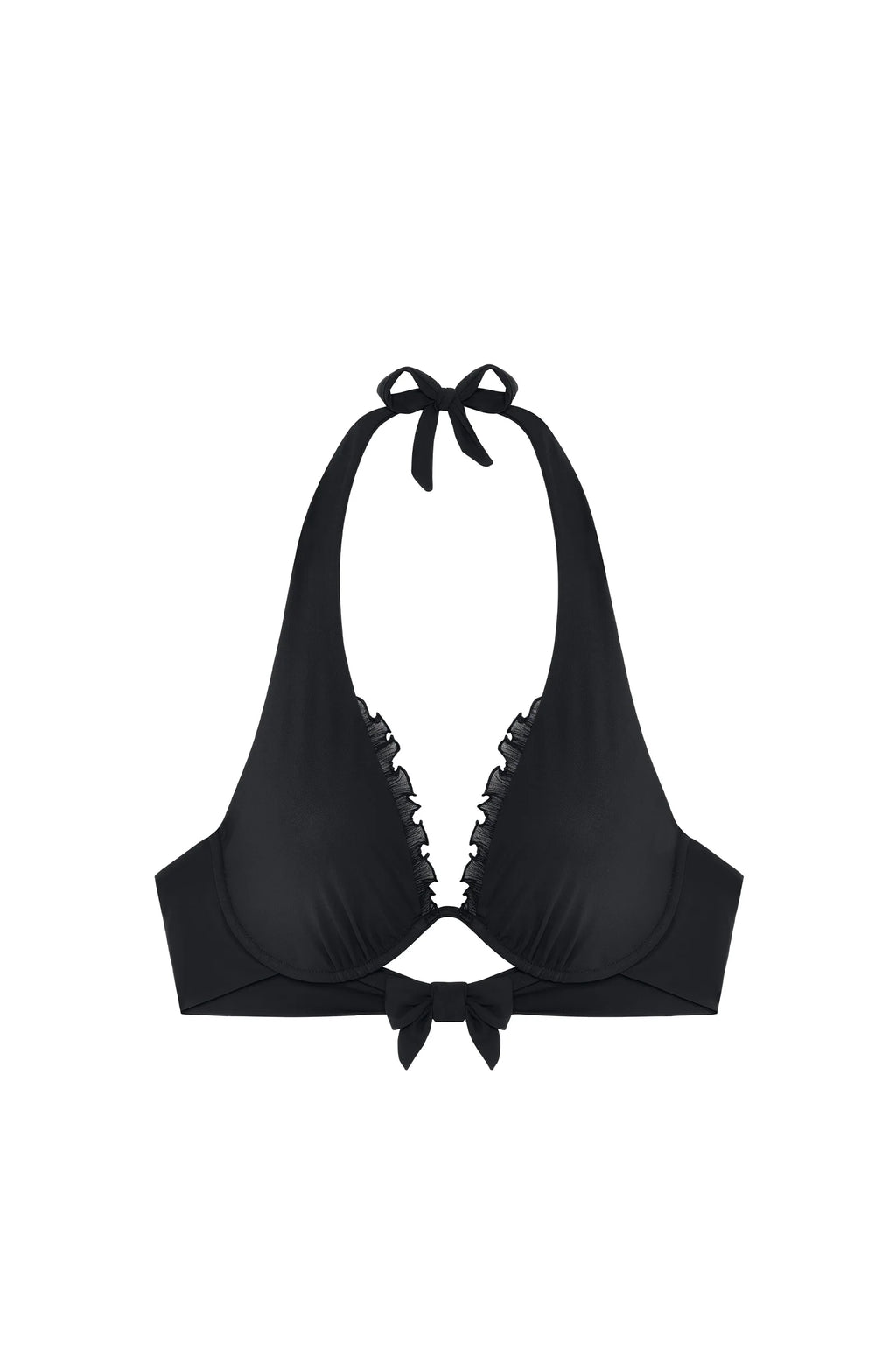 sary Orange mono-underwired bikini top with ruffles
