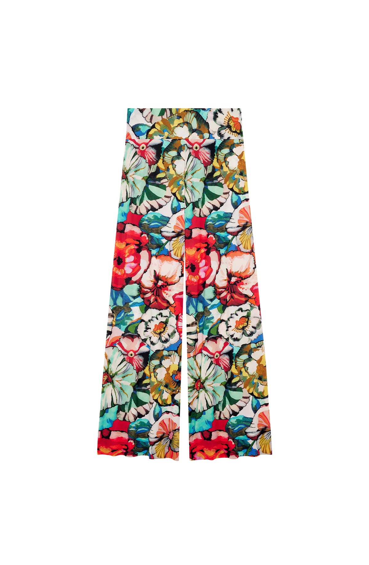 pitta Printed wide-leg printed pants in tulle