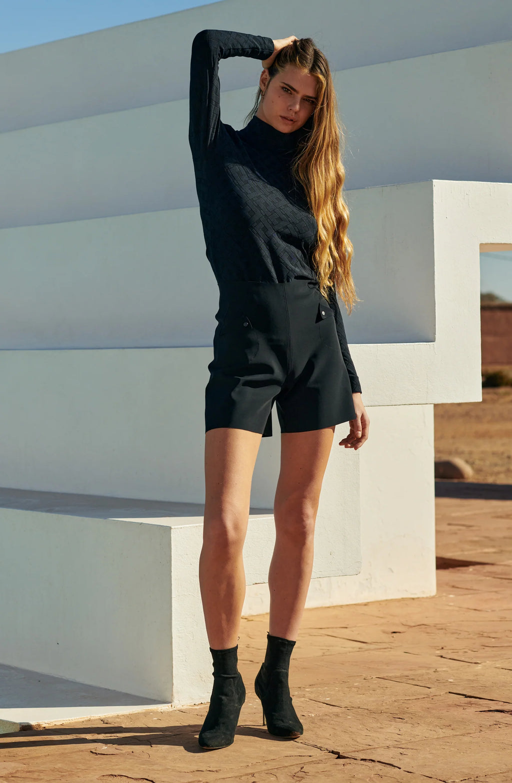 Shorts taille haute noirs saelle