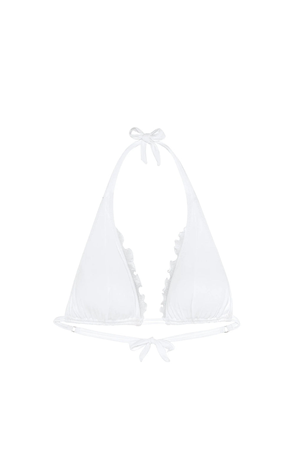 maelys Foam white triangle bikini top with ruffles