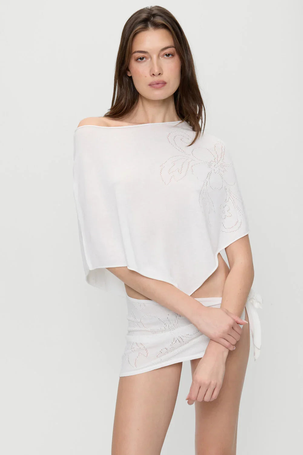 Poncho en maille Scout - Hibiscus blanc
