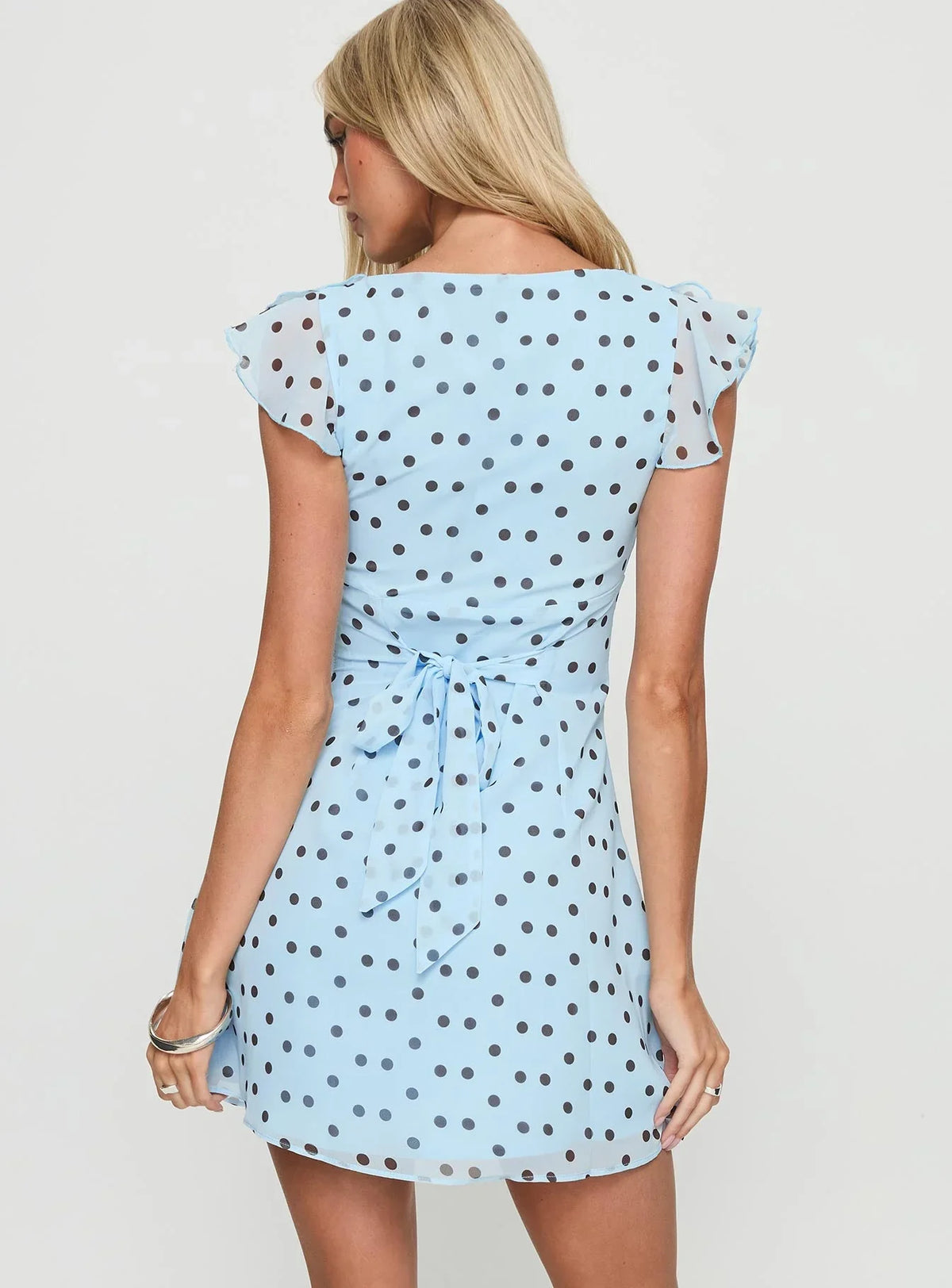 Mini robe à pois bleue "I Guess So"