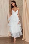 Robe Midi Étagée à Volants « Made For You » Blanc