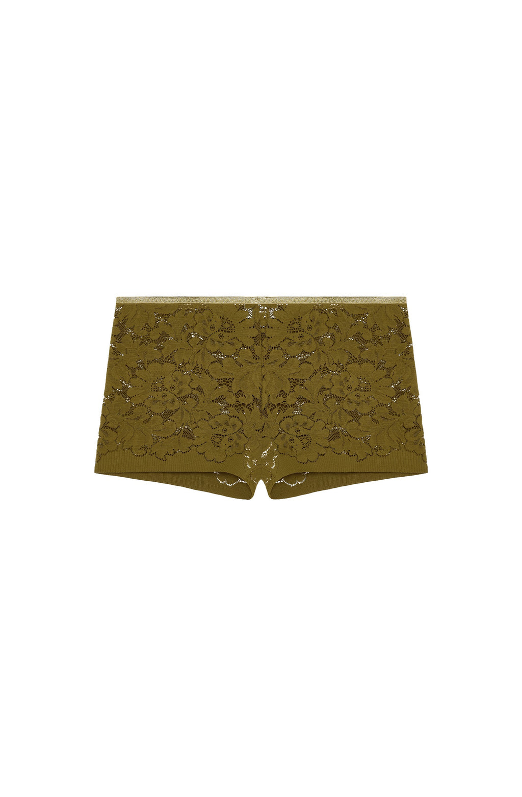 dylan High-waisted jade lace and Lurex boyshorts