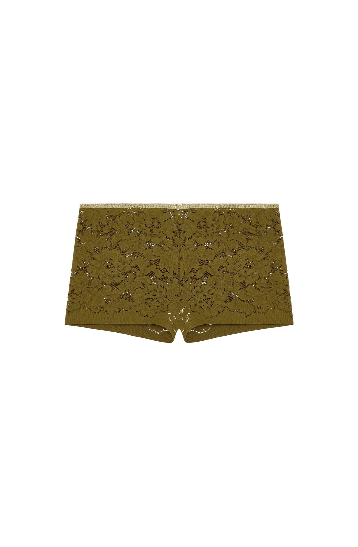 dylan High-waisted jade lace and Lurex boyshorts