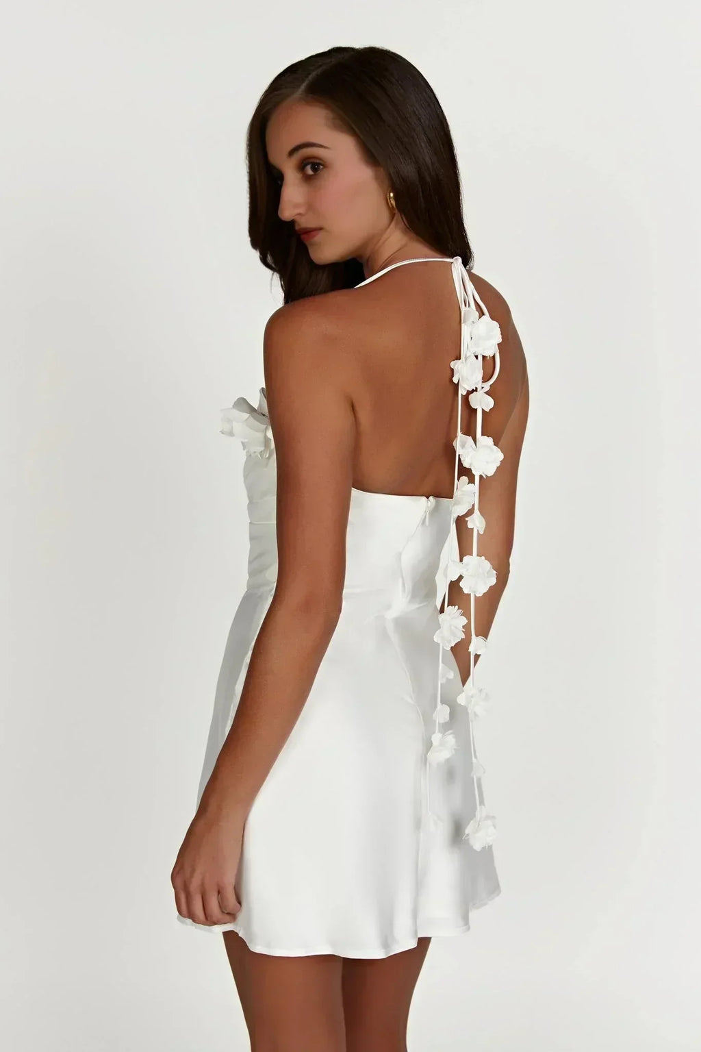 Mini-robe Halter Otillie Rose - Blanc