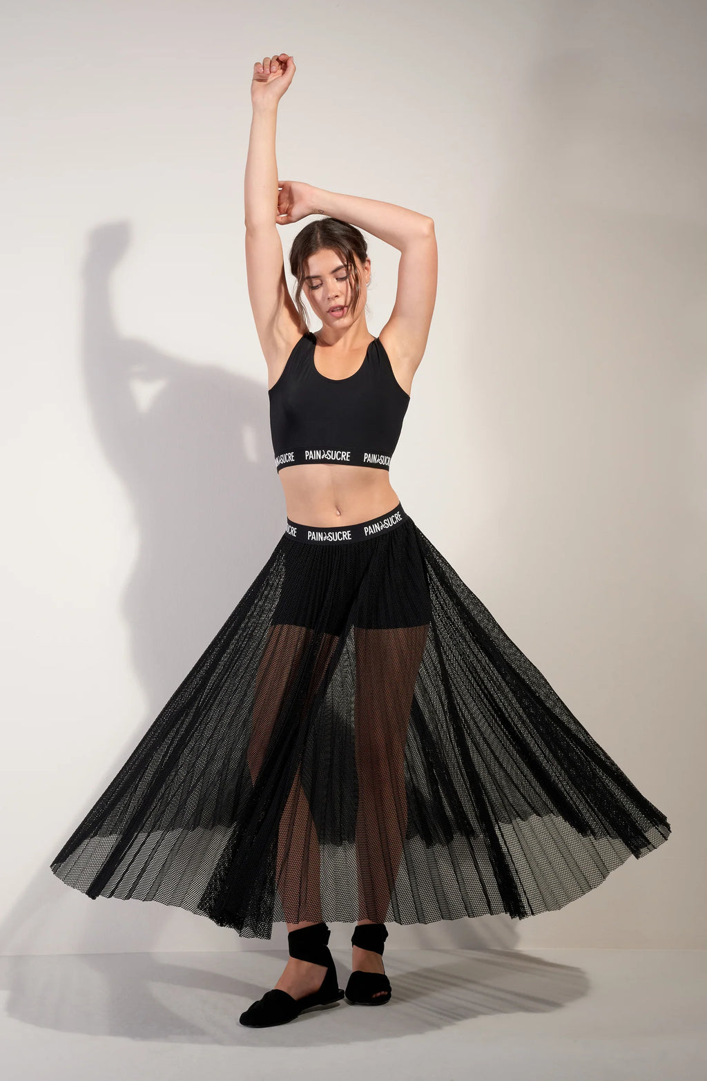 jann Black pleated maxi skirt