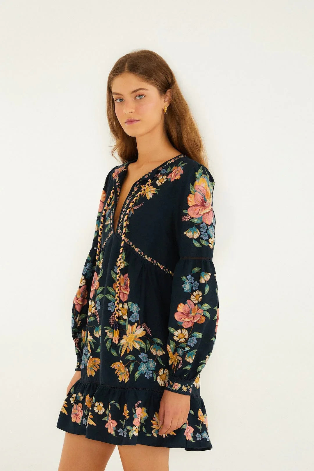 Dark Blue Maira Floral Mini Dress
