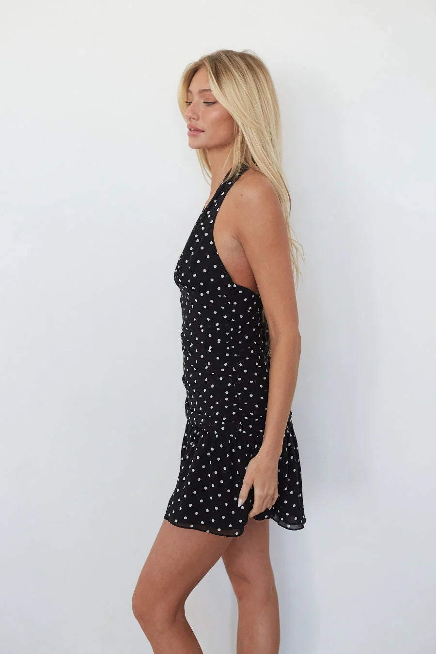 Mini-robe Halter Amina à pois