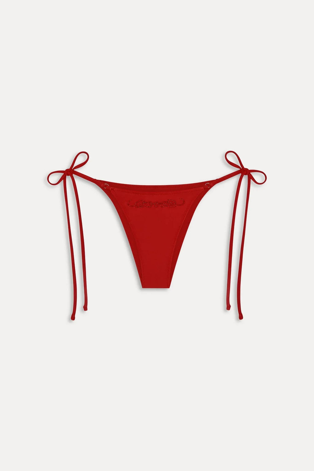 x Bas de bikini orné de perles JENNIE Mackenzie - Rouge classique