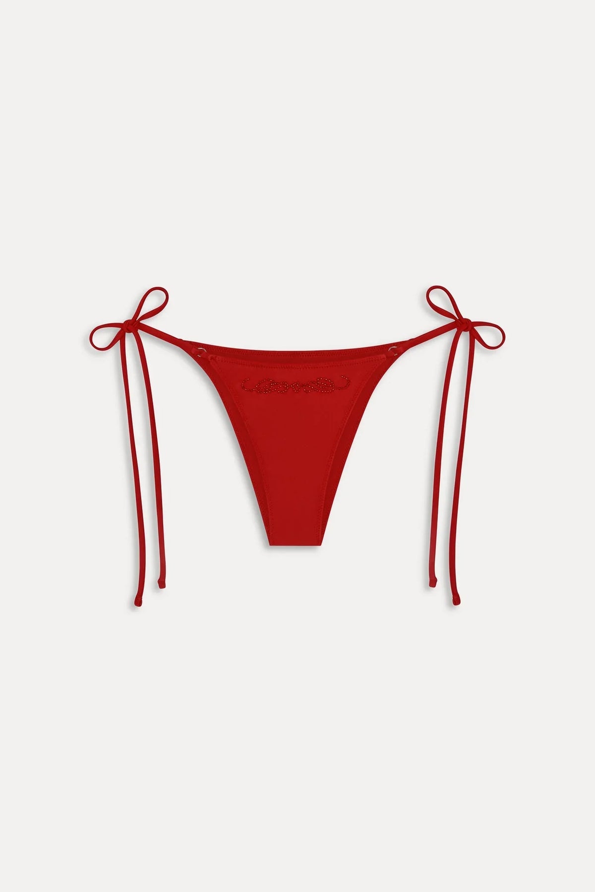 x Bas de bikini orné de perles JENNIE Mackenzie - Rouge classique