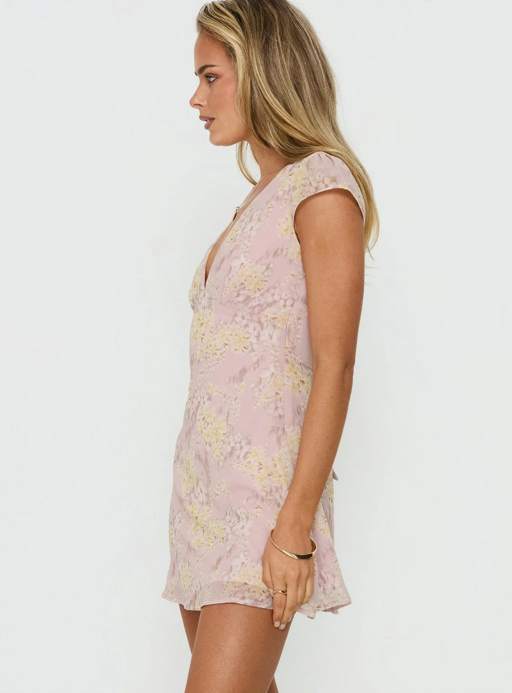 Mini-robe cannelloni fleurie lilas