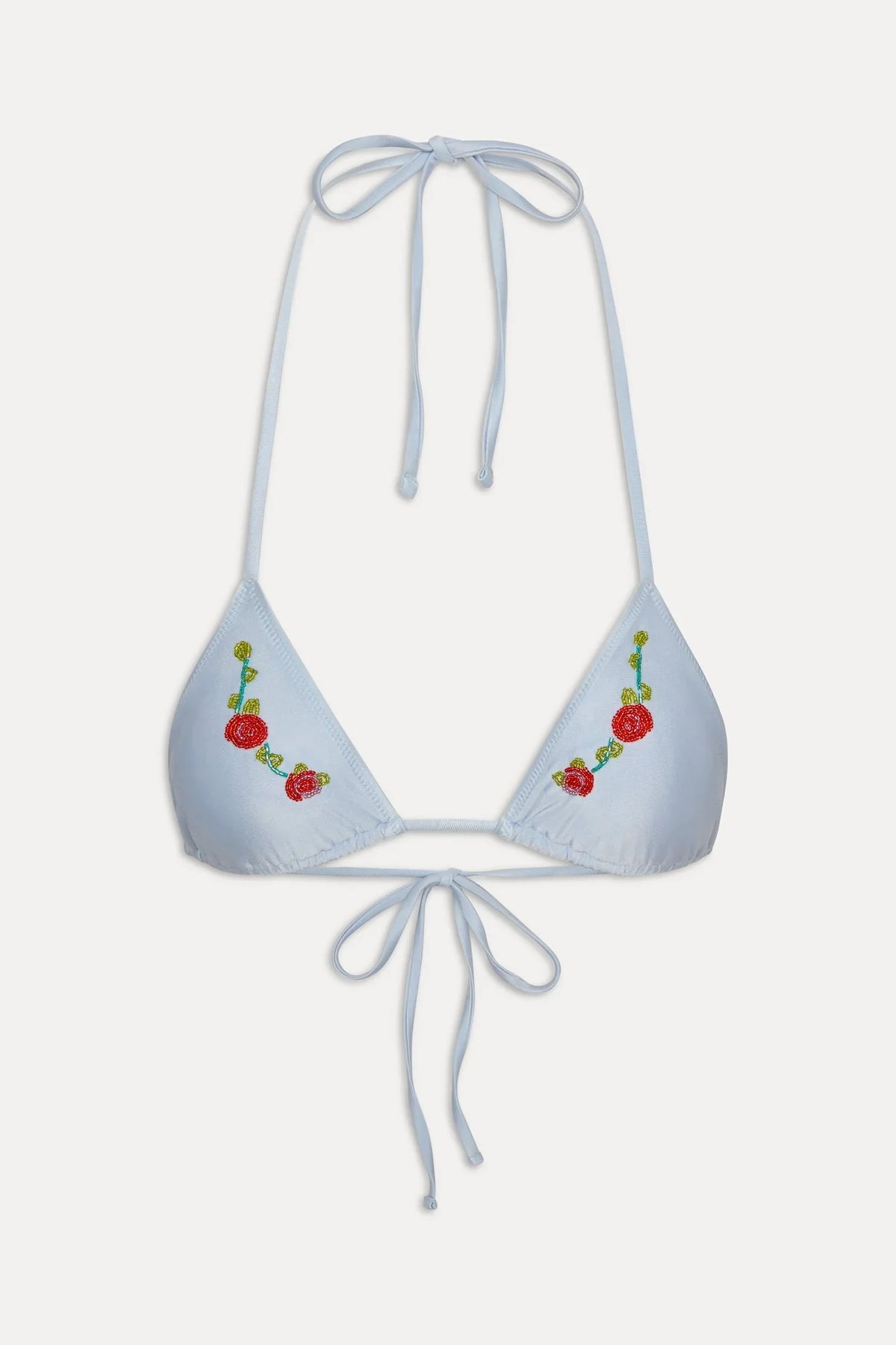 Haut de bikini en satin orné de perles Nick - Givrage